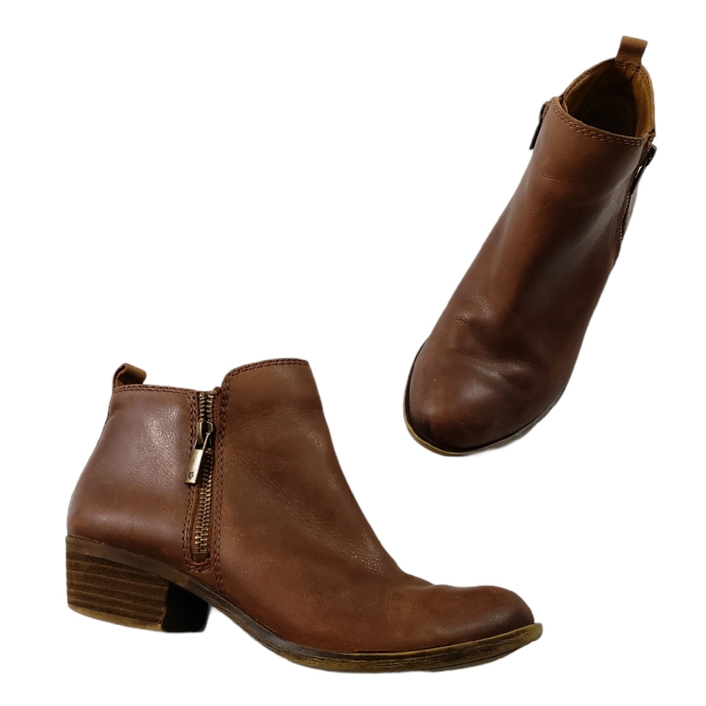 Lucky Brand Basel 6.5 M Cognac Zipper Ankle Boot